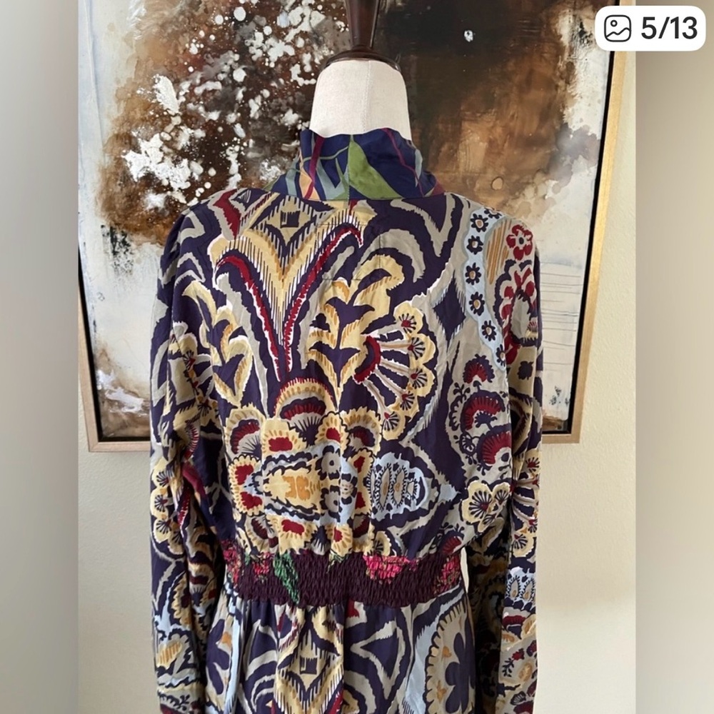 Johnny Was 100% silk long sleeve tunic blouse top size L ~ - Picture 5 of 7